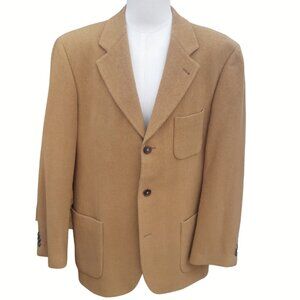 Hugo Boss  SZ 42 Lambswool-Angora Men's Tan Herringbone Sport Jacket Blazer